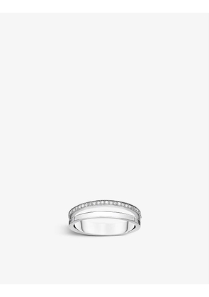 Open sterling-silver and zirconia ring