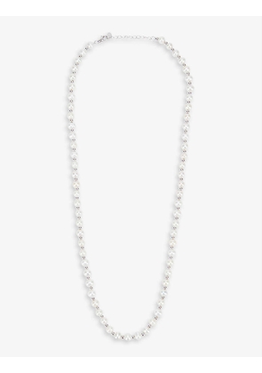 Polished sterling-silver and pearl bead necklace