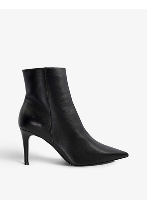 Caley pointed-toe leather kitten-heel boots