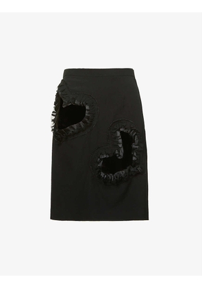Pre-loved Comme des Garçons cut-out wool mini skirt