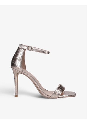 Afendaven metallic crocodile-embossed faux-leather heeled sandals