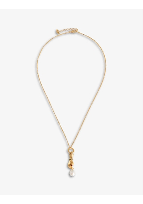 Harris Reed x Missoma Hand recycled 18ct yellow gold-plated brass sapphire and pearl pendant necklace