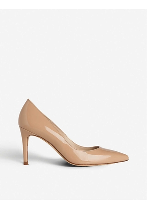 Floret pointed patent-leather courts