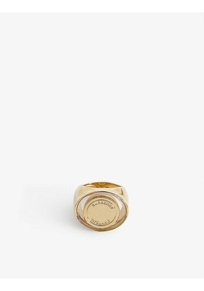 Logo-engraved gold-toned brass signet ring