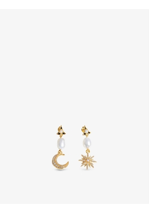 Harris Reed x Missoma Moon And Star recycled 18ct yellow gold-plated brass and pearl drop earrings