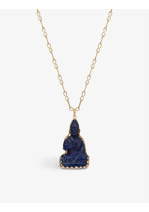 Sophie Theakston Buddha 18ct yellow-gold and lapis lazuli pendant necklace