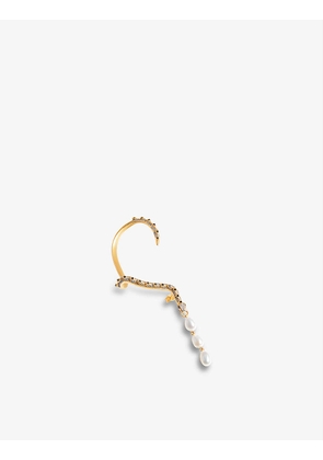 Harris Reed x Missoma Snake recycled 14ct yellow gold-plated brass, , white and black zirconia and pearl ear cuff