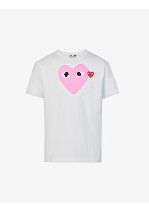 Heart logo-motif cotton-jersey T-shirt