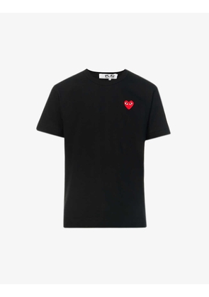 Heart logo-embroidered cotton-jersey T-shirt