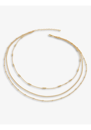 Layered recycled 18ct yellow gold-plated vermeil sterling-silver bead chain necklace