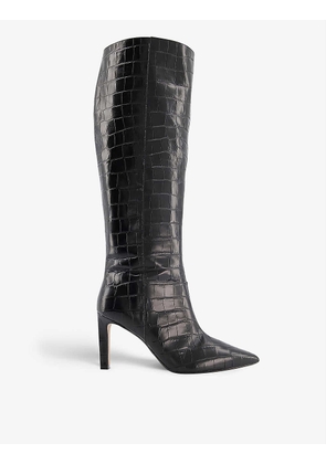 Spice snakeskin-embossed leather knee-high boots