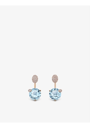 Peekaboo 18ct rose-gold, 0.55ct brilliant-cut diamond and 6.3ct round-cut aquamarine earrings