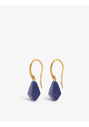 Geometric Gemstone Wire recycled 18ct gold-plated vermeil sterling silver and lapis lazuli earrings