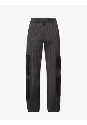 Kano regular-fit straight cotton and woven cargo trousers