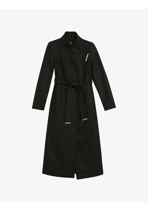 Rosell wrap-over wool-blend coat