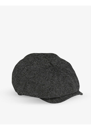 Jazzed herringbone-pattern wool-blend baker boy hat
