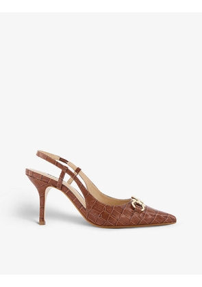 Snaffle croc-embossed leather courts