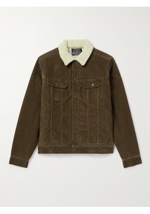 Faherty - Fleece-Lined Stretch Organic Cotton-Corduroy Trucker Jacket - Men - Brown - S