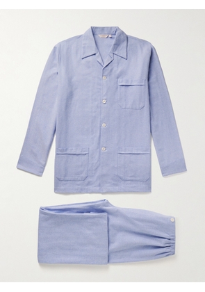 Derek Rose - Arran 24 Herringbone Brushed-Cotton Pyjama Set - Men - Blue - S