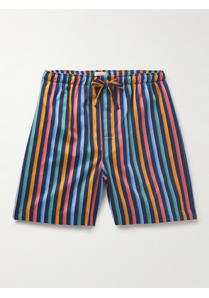 Derek Rose - Wellington 56 Striped Cotton-Satin Drawstring Pyjama Shorts - Men - Blue - S