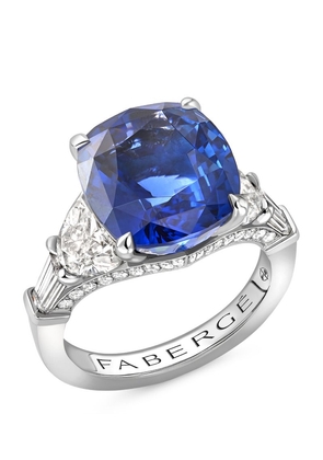 Fabergé Platinum, Cushion-Cut Sapphire and Diamond Colours of Love Ring