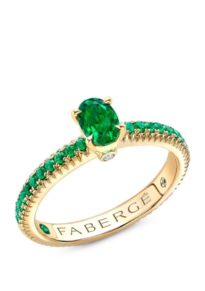 Fabergé Yellow Gold, Diamond, Emerald and Tsavorite Colours of Love Ring