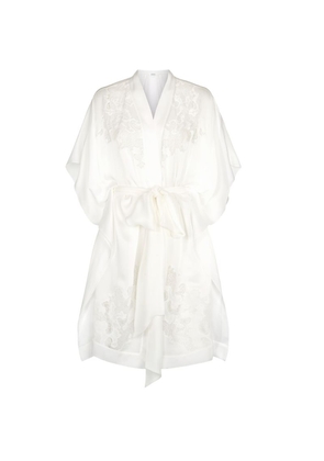 Carine Gilson Silk Lace Trim Robe