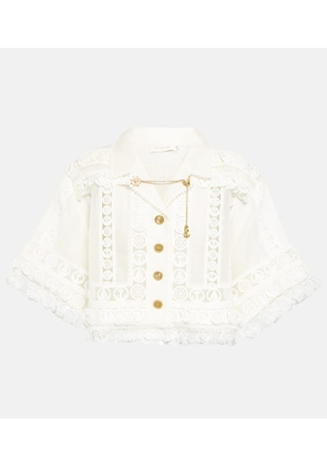 Zimmermann High Tide lace-trimmed cropped shirt