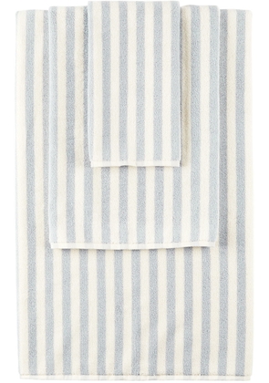 Tekla SSENSE Exclusive Off-White & Blue Stripe Towel Set