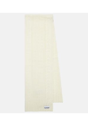 Ganni Cable-knit wool-blend scarf