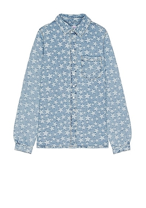 ERL Unisex Denim Jacquard Overshirt Woven in LIGHT BLUE - Blue. Size S (also in M).