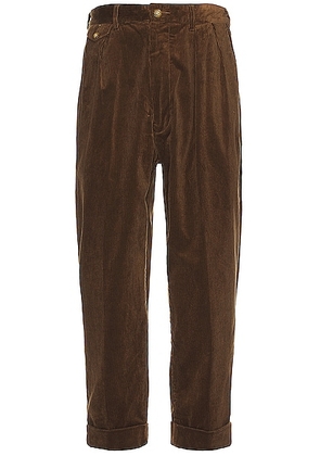 Beams Plus 2 Pleats Corduroy Pant in Golden Brown - Brown. Size XL/1X (also in M).