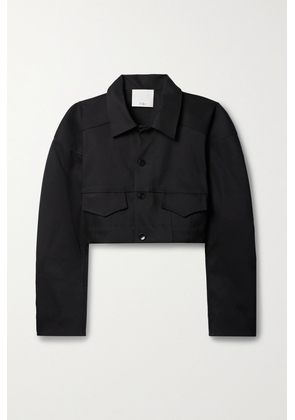 Tibi - Cropped Woven Jacket - Black - xx small,x small,small,medium,large