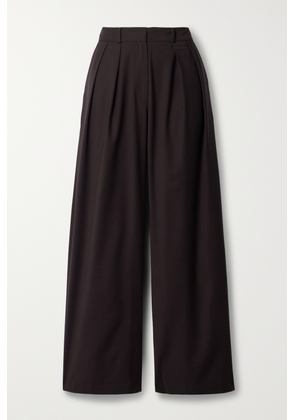 The Frankie Shop - Ripley Pleated Woven Wide-leg Pants - Brown - x small,small,medium,large,x large