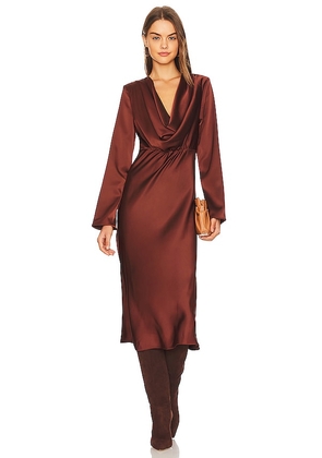 Line & Dot Giselle Midi Dress in Brown. Size XS.