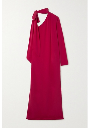 ESSE Studios - Classico One-sleeve Tie-neck Silk Crepe De Chine Maxi Dress - Red - UK 6,UK 8,UK 10,UK 12,UK 14