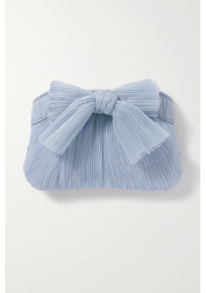 Loeffler Randall - Rochelle Bow-embellished Plissé-organza Clutch - Blue - One size