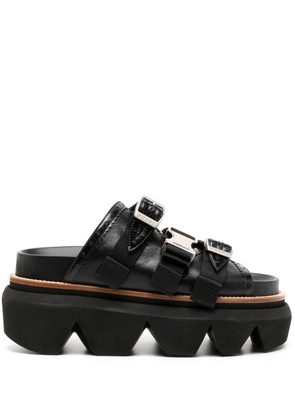 sacai Wingtip Slide 60mm leather sandals - Black