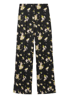 Burberry floral-print wide-leg trousers - Black