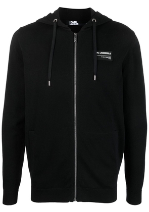 Karl Lagerfeld logo-patch long-sleeve hoodie - Black