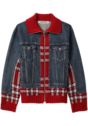 Undercover plaid-check panelled jacket - Red