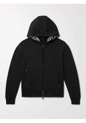 Moncler - Logo-Embroidered Cotton-Jersey Zip-Up Hoodie - Men - Black - S
