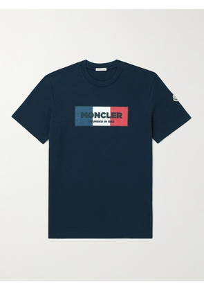Moncler - Slim-Fit Logo-Print Cotton-Jersey T-Shirt - Men - Blue - S
