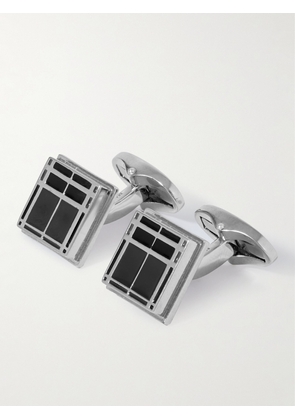 Burberry - Logo Palladium-Plated and Enamel Cufflinks - Men - Silver
