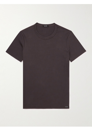 TOM FORD - Logo-Appliquéd Stretch-Cotton Jersey T-Shirt - Men - Brown - S