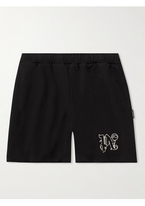 Palm Angels - Wide-Leg Logo-Embroidered Cotton-Jersey Shorts - Men - Black - XS