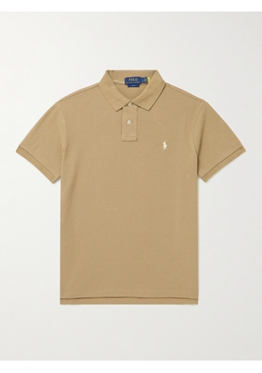 Polo Ralph Lauren - Slim-Fit Logo-Embroidered Cotton-Piqué Polo Shirt - Men - Brown - XS