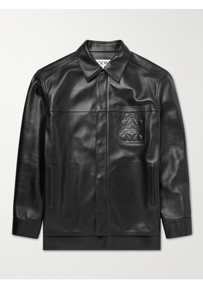 LOEWE - Logo-Debossed Leather Jacket - Men - Black - IT 46