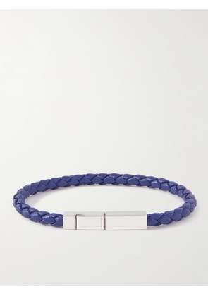 Bottega Veneta - Braided Leather and Sterling Silver Bracelet - Men - Blue - S