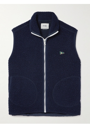 Drake's - Logo-Embroidered Wool-Blend Fleece Gilet - Men - Blue - XS